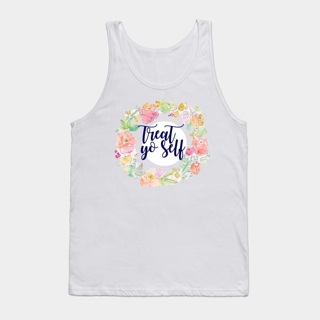 Navy Treat Yo Self Floral Wreath Tank Top by annmariestowe